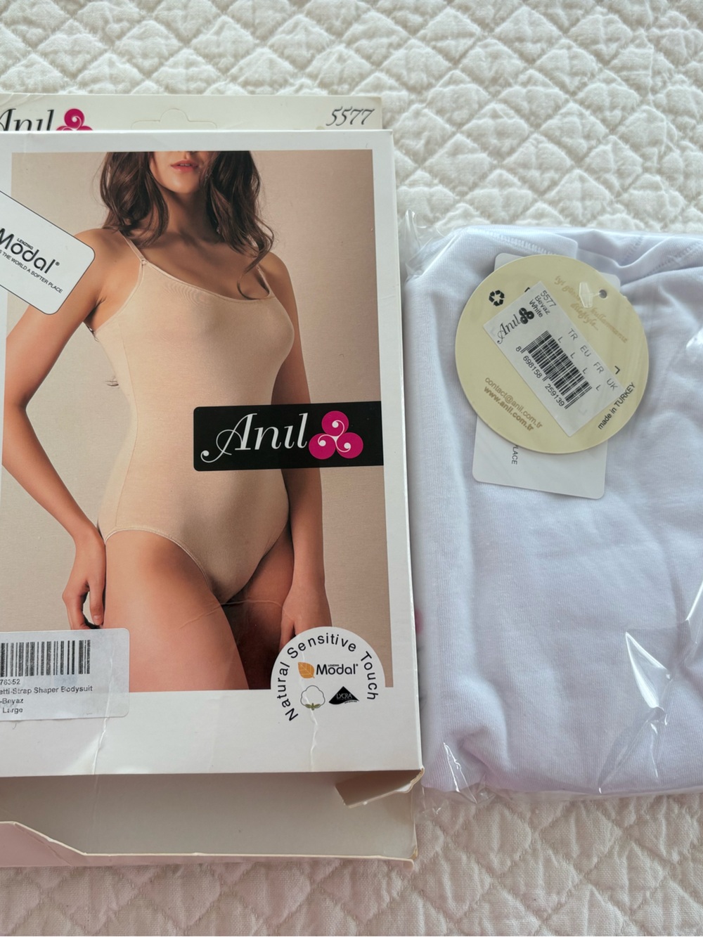NIB Anil White Classic Spaghetti Strap Shaper Bodysuit Size L